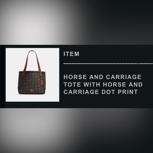 Coach Horse & Carriage Tote with Dot Print (Dimensions in photos) - Picture 6 of 7